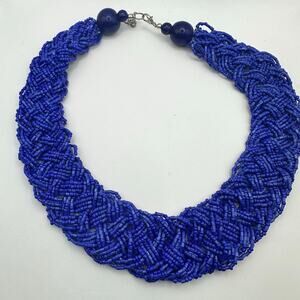 Glass Seed Beads Braided Chunky Necklace Statement Maximalism Choker